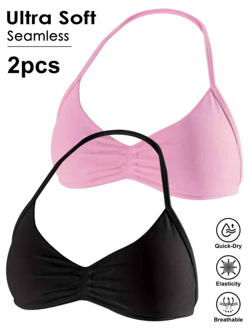 T Shirt Bra Seamless - 2枚組 シームレス セクシー オープンバック ジム ヨガ