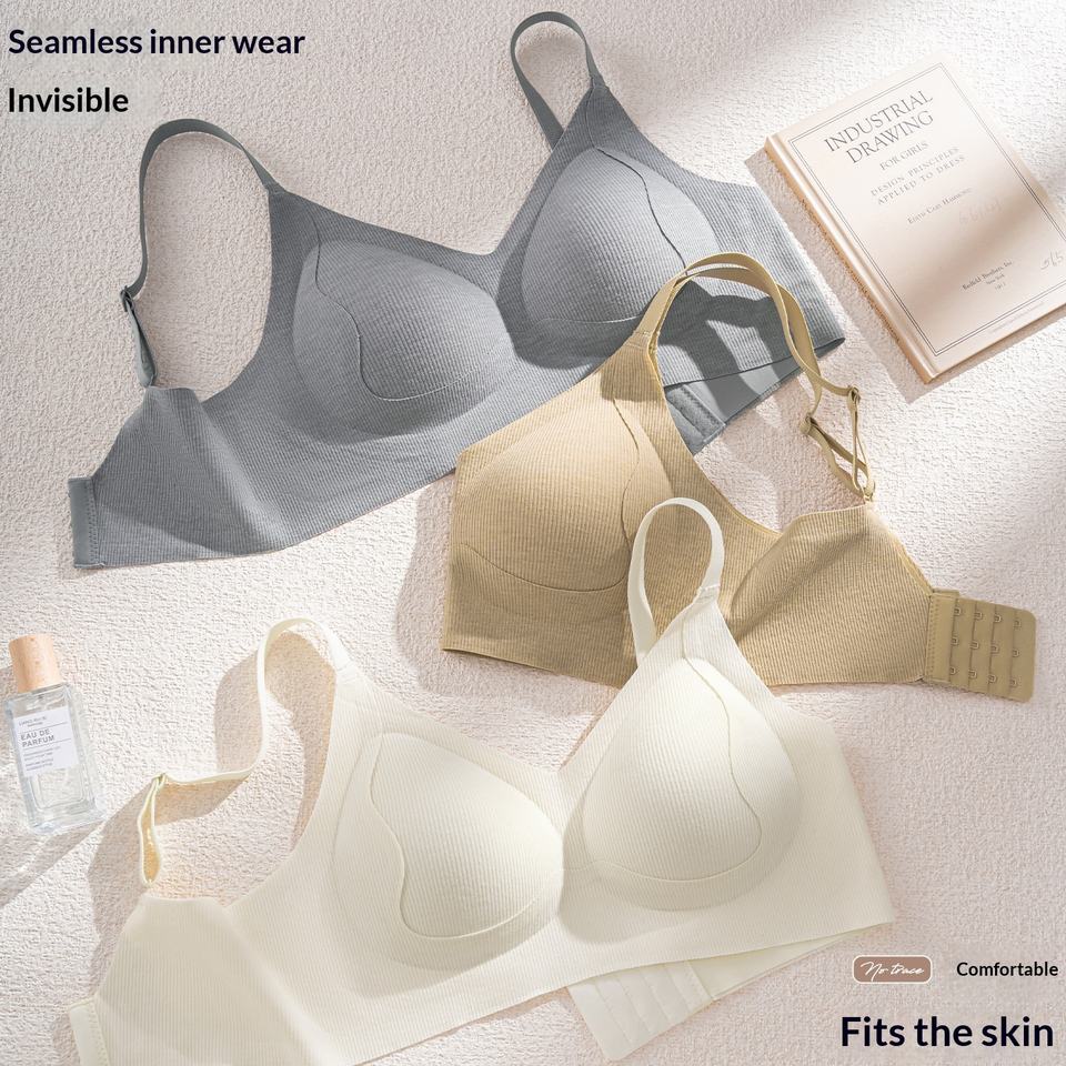 T Shirt Bra Seamless - 女性用シームレスブラ ワイヤレス ノーショー Tシャツブラ 薄手パッド入り 快適で通気性のある日常用ブラレット