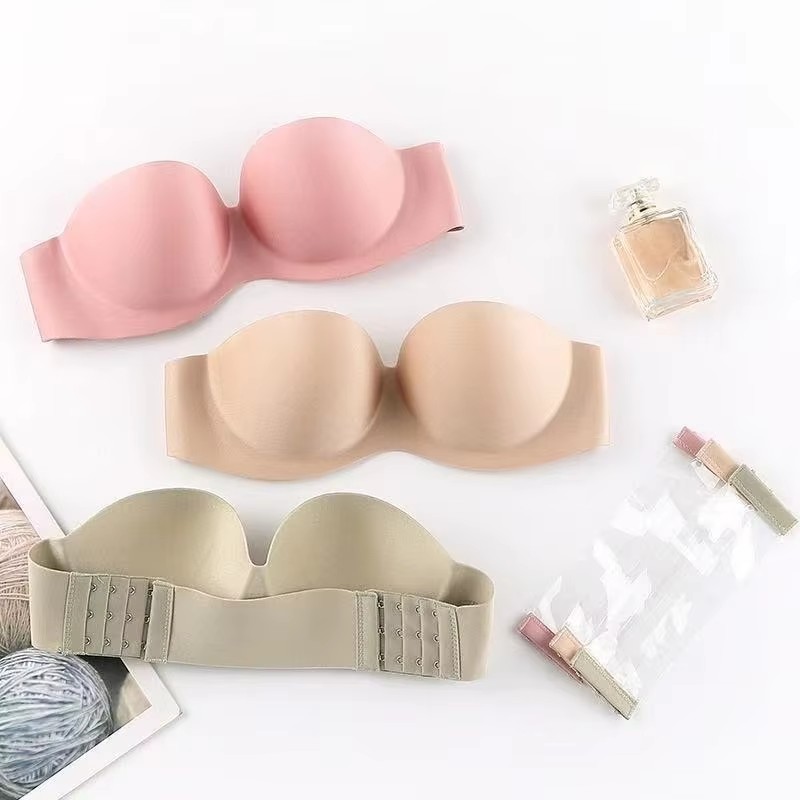 Full Coverage Bra - 女性のセクシーなストラップレスプッシュアップパッド入りブラジャー、ストラップなしのシームレスな目に見えないブラレットランジェリー、女性用下着