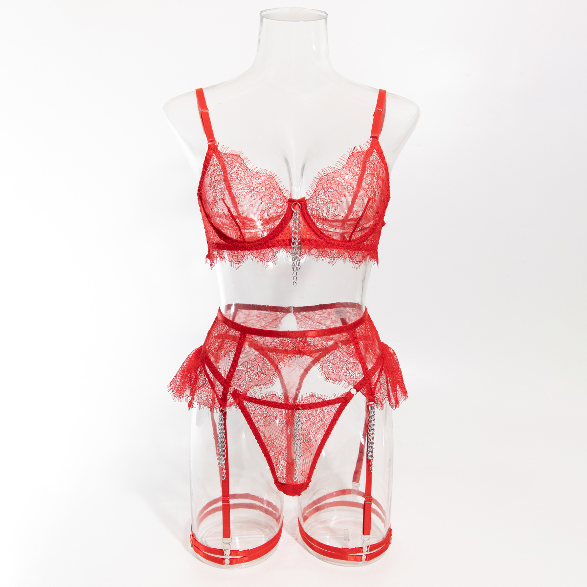 Krasapt ゴシック 3 個レースランジェリーセットシア - Sheer Mesh Bra のレビューと価格