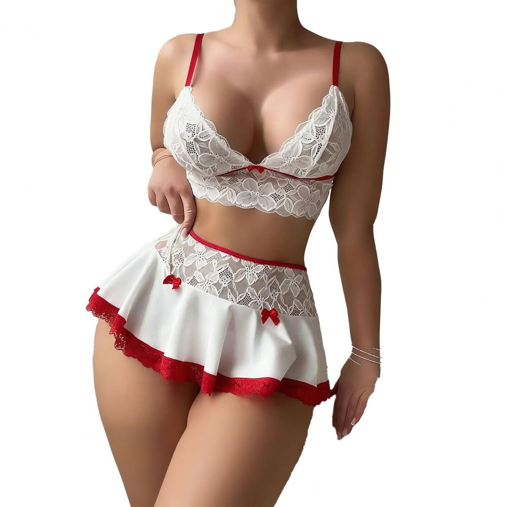 夏のセクシーなパジャマセット女性用シアーレースクロップキャミ - Sheer Bra Lace のレビューと価格